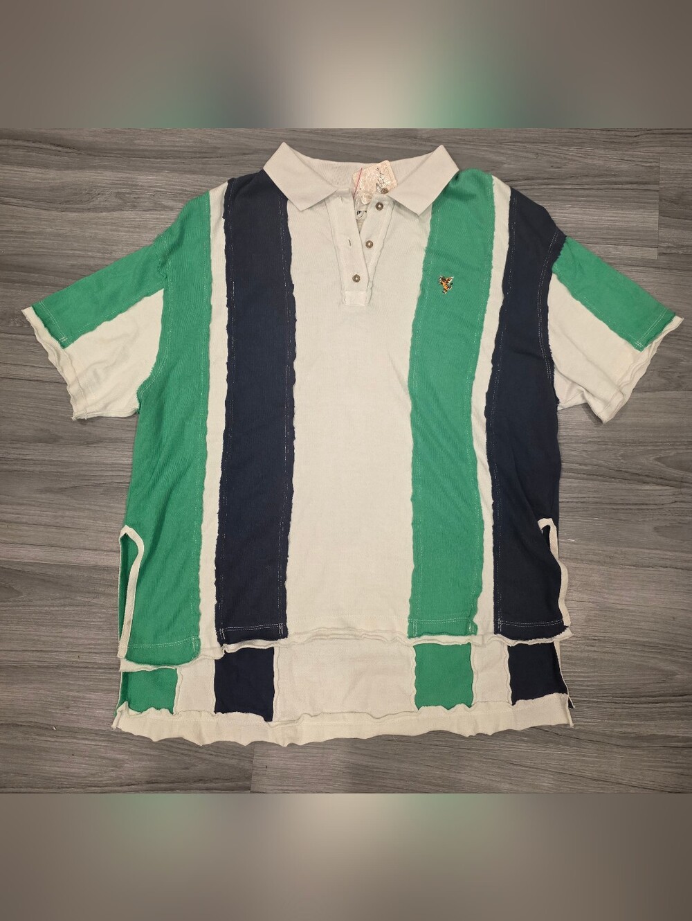 Free People We the Free Ivory Combination  Oversized Polo Shirt NWT $98